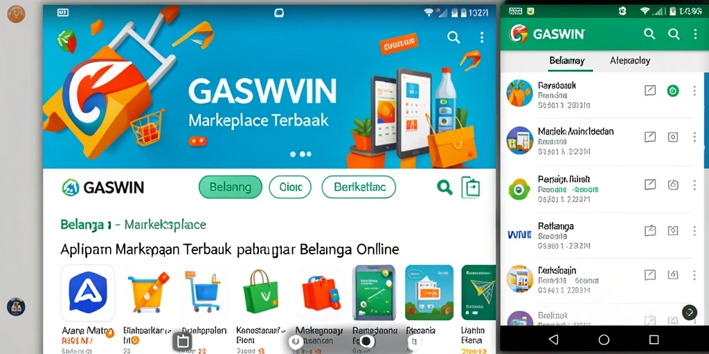 Antarmuka aplikasi GASWIN menampilkan berbagai produk dari banyak penjual.