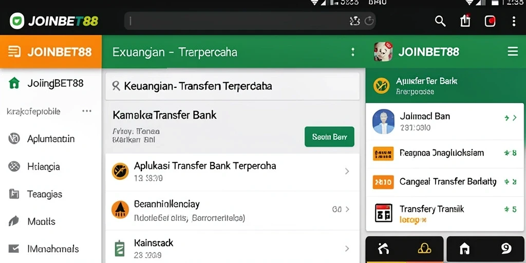 Tampilan antarmuka pengguna JOINBET88 yang intuitif untuk Transfer Bank.