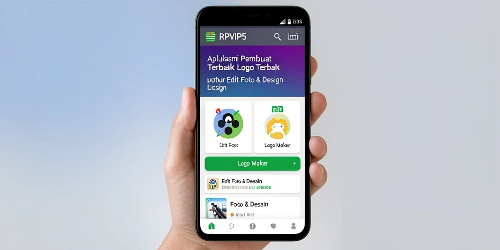 Antarmuka RPVIP5 dengan berbagai pilihan desain logo.