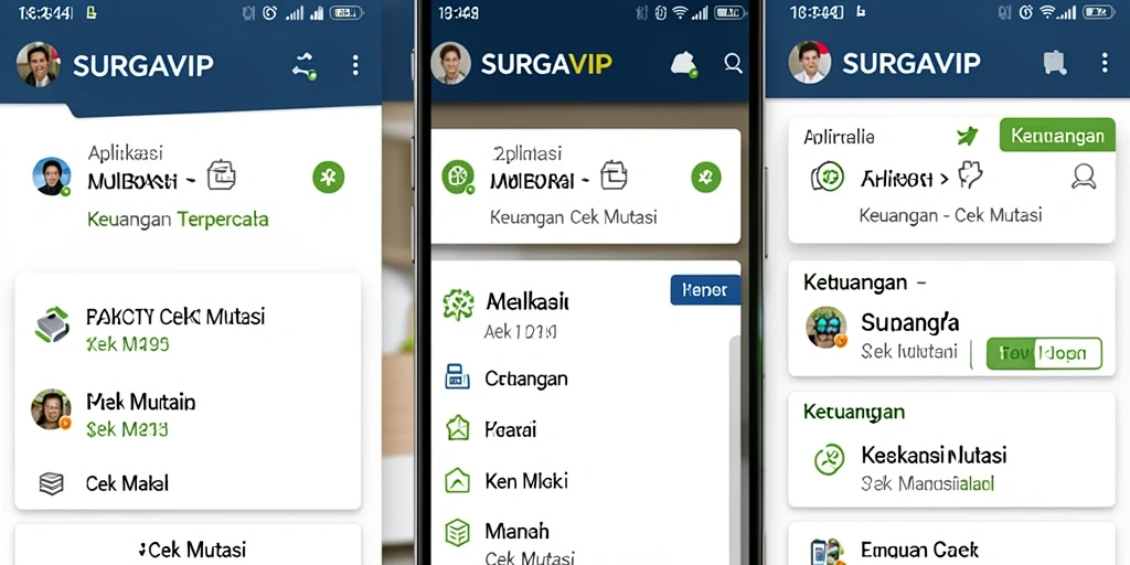 Antarmuka SURGAVIP menunjukkan ringkasan mutasi keuangan.