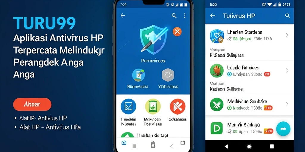 Screenshot antarmuka TURU99 menampilkan fitur pemindaian antivirus.