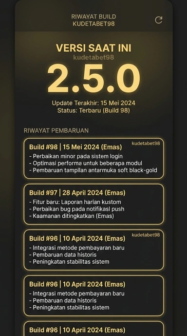 Riwayat Versi Aplikasi kudetabet98 untuk Pengguna Android